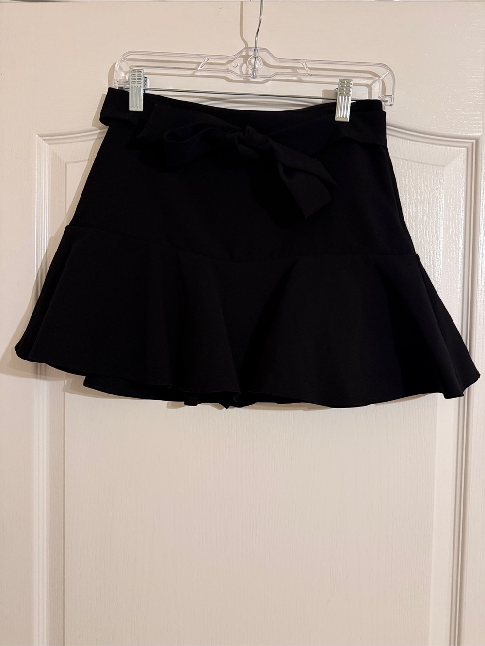 Zara Black Flared Mini Skirt with Waist Bow